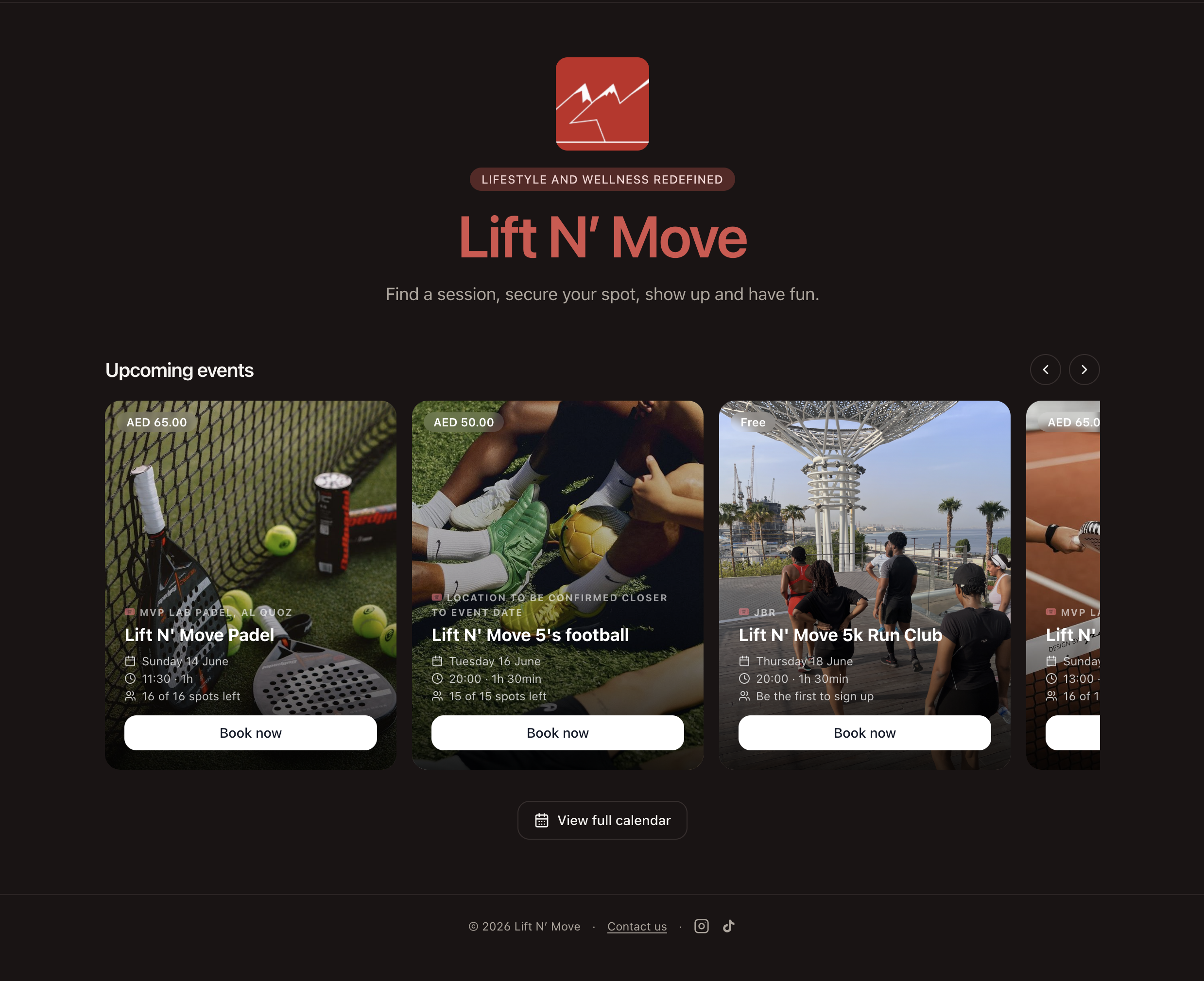 LiftNMove booking page